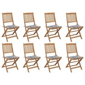 Sillas de jardín plegables 8 uds y cojines madera maciza acacia