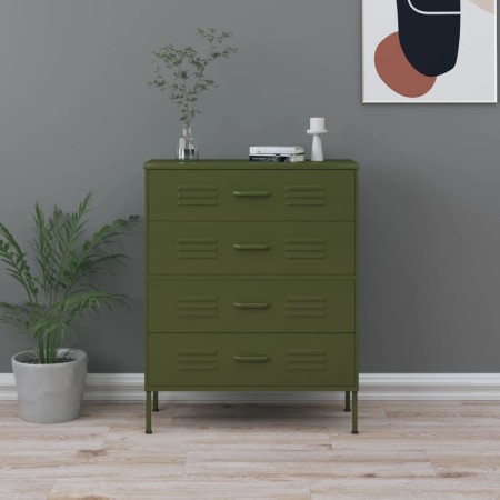 Olivgrüner Schubladenschrank aus Stahl 80x35x101,5 cm von vidaXL, Schubladen - Ref: Foro24-336198, Preis: 190,20 €, Rabatt: %