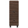 Armario de baño estrecho con ruedas madera marrón roble