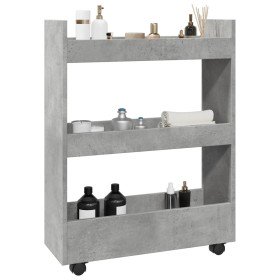 Carro de almacenaje estrecho 3 niveles madera gris hormigón en Carros de cocina y comedor | Comprar online en Foro24