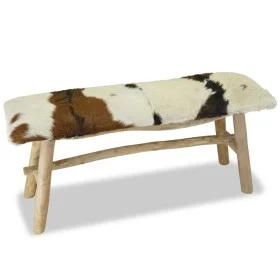 Teak wood bench with genuine leather by vidaXL, Benches for halls and storage - Ref: Foro24-244547, Price: 171,88 €, Discount: %