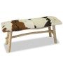 Bank aus Teakholz mit echtem Leder von vidaXL, Bänke für Hallen und Lager - Ref: Foro24-244547, Preis: 174,31 €, Rabatt: %