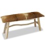 Bank aus Teakholz mit echtem Leder von vidaXL, Bänke für Hallen und Lager - Ref: Foro24-244547, Preis: 174,31 €, Rabatt: %
