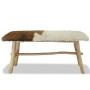 Bank aus Teakholz mit echtem Leder von vidaXL, Bänke für Hallen und Lager - Ref: Foro24-244547, Preis: 174,31 €, Rabatt: %