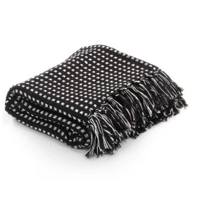 Black cotton checkered blanket 220x250 cm by vidaXL, Blankets - Ref: Foro24-245332, Price: 38,45 €, Discount: %