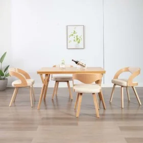 Dining chairs 4 pcs curved wood and cream synthetic leather by vidaXL, dining chairs - Ref: Foro24-278844, Price: 659,99 €, D...