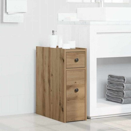 Armario de baño estrecho con ruedas madera roble artisian