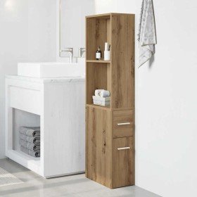 Armario de baño estrecho con ruedas madera roble artisian en Taquillas y armarios de almacenamiento | Comprar online en Foro24