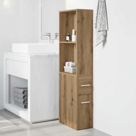 Armario de baño estrecho con ruedas madera roble artisian
