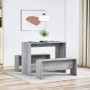 Mesa y bancos de comedor 3 piezas madera ingeniería gris Sonoma