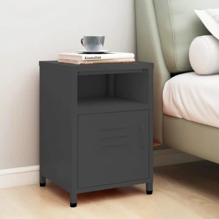 Nachttisch aus anthrazitfarbenem Stahl, 35 x 35 x 51 cm von vidaXL, Nachttische - Ref: Foro24-336222, Preis: 87,36 €, Rabatt: %