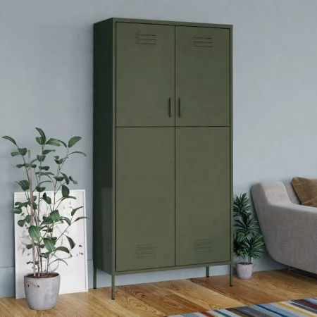 Armario de acero verde oliva 90x50x180 cm de vidaXL, Armarios roperos - Ref: Foro24-336243, Precio: 340,76 €, Descuento: %