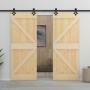 Schiebetür mit Beschlägen aus massivem Kiefernholz, 100 x 210 cm von vidaXL, Türen - Ref: Foro24-3057502, Preis: 231,87 €, Ra...