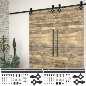 Beschlagsatz für Schiebetüren aus schwarzem Stahl, 2 Einheiten, 200 cm von vidaXL, Türrahmen - Ref: Foro24-3059841, Preis: 11...