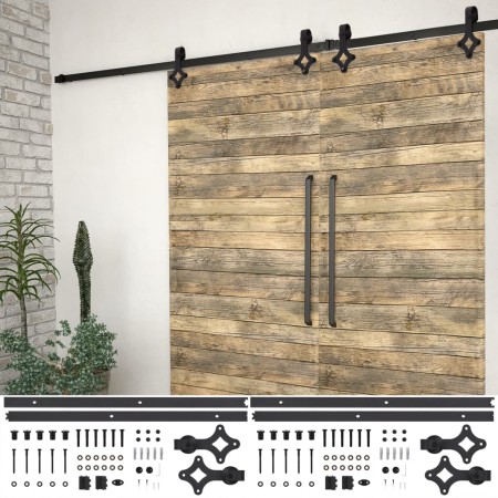 Beschlagsatz für Schiebetüren aus schwarzem Stahl, 2 Einheiten, 200 cm von vidaXL, Türrahmen - Ref: Foro24-3059841, Preis: 11...