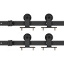 Kit de herrajes de puertas correderas acero negro 2 uds 183 cm