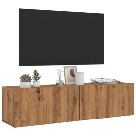 Mueble TV de pared madera ingeniería roble artisan 120x30x30 cm en Muebles TV | Comprar online en Foro24
