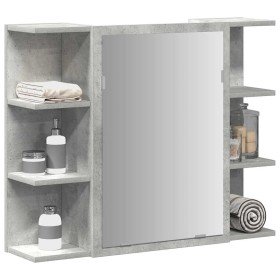 Armario de espejo de baño contrachapada gris 80x20,5x64 cm en Tocadores de baño | Comprar online en Foro24