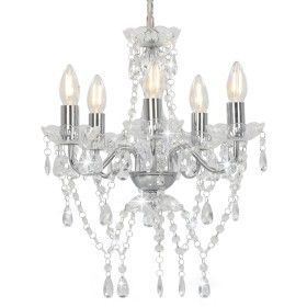 Runder Kronleuchter mit silbernen Kristallperlen 5xE14 von vidaXL, Lampen - Ref: Foro24-281601, Preis: 78,29 €, Rabatt: %