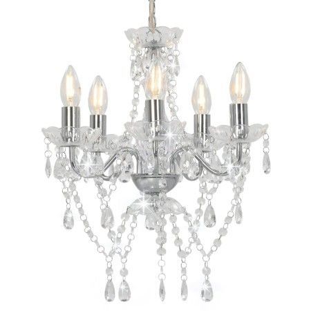 Runder Kronleuchter mit silbernen Kristallperlen 5xE14 von vidaXL, Lampen - Ref: Foro24-281601, Preis: 74,87 €, Rabatt: %