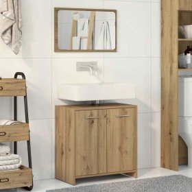 Mueble de baño con espejo de madera ingeniería roble artesanal en Muebles de baño | Comprar online en Foro24
