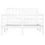 Small double bed frame solid wood white 120x190 cm by vidaXL, Beds and slatted bases - Ref: Foro24-3101059, Price: 157,61 €, ...