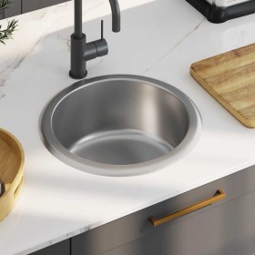 Fregadero de cocina con colador y sifón de acero inoxidable