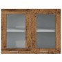 Vitrina colgante "Lyon" de madera vieja, 80x31x60 cm, madera de