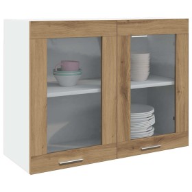 Vitrina colgante "Lyon" roble artesanal 80x31x60 cm madera de