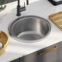 Fregadero de cocina con colador y sifón de acero inoxidable