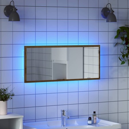 Espejo de baño LED madera ingeniería roble artisan 100x8,5x37cm