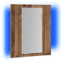 Armario de baño con espejo LED madera envejecida 40x12x45 cm