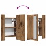 Armario de baño con espejo LED madera envejecida 40x12x45 cm