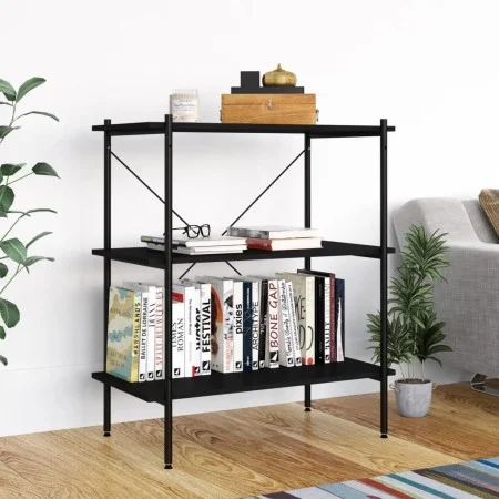 Estantería de 3 niveles negra 80x40x92 cm de vidaXL, Librerías y estanterías - Ref: Foro24-336339, Precio: 79,44 €, Descuento: %