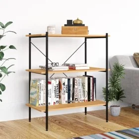 3-level black and oak shelving unit 80x40x92 cm by vidaXL, Bookcases and shelves - Ref: Foro24-336340, Price: 74,11 €, Discou...