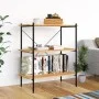 3-level black and oak shelving unit 80x40x92 cm by vidaXL, Bookcases and shelves - Ref: Foro24-336340, Price: 74,11 €, Discou...