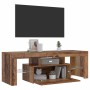 Mueble TV luces LED madera ingeniería envejecida 120x36,5x40 cm