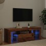 Mueble TV luces LED madera ingeniería envejecida 120x36,5x40 cm