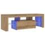 Mueble de TV luces LED madera roble artisan 120x36,5x40 cm