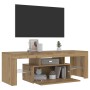 Mueble de TV luces LED madera roble artisan 120x36,5x40 cm