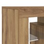 Mueble de TV luces LED madera roble artisan 120x36,5x40 cm