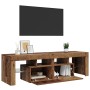 Mueble TV luces LED madera ingeniería envejecida 140x36,5x40 cm