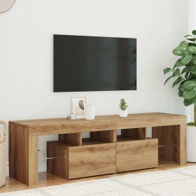 Mueble de TV luces LED madera roble artisan 140x36,5x40 cm en Muebles TV | Comprar online en Foro24