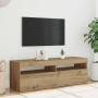 Mueble de TV luces LED madera roble artisan 120x35x40 cm
