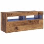 Mueble TV luces LED madera ingeniería envejecida 90x35x40 cm