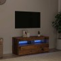 Mueble TV luces LED madera ingeniería envejecida 90x35x40 cm