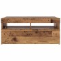 Mueble TV luces LED madera ingeniería envejecida 90x35x40 cm