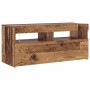 Mueble TV luces LED madera ingeniería envejecida 90x35x40 cm