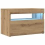 Mueble de TV luces LED madera roble artisan 60x35x40 cm