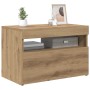 Mueble de TV luces LED madera roble artisan 60x35x40 cm